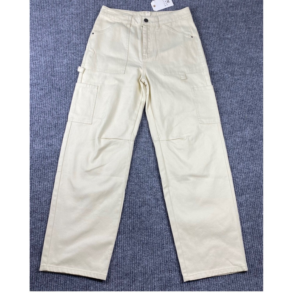 Billabong Leia Pant Womens 26 Cream Canvas High Rise Utility Carpenter Workwear